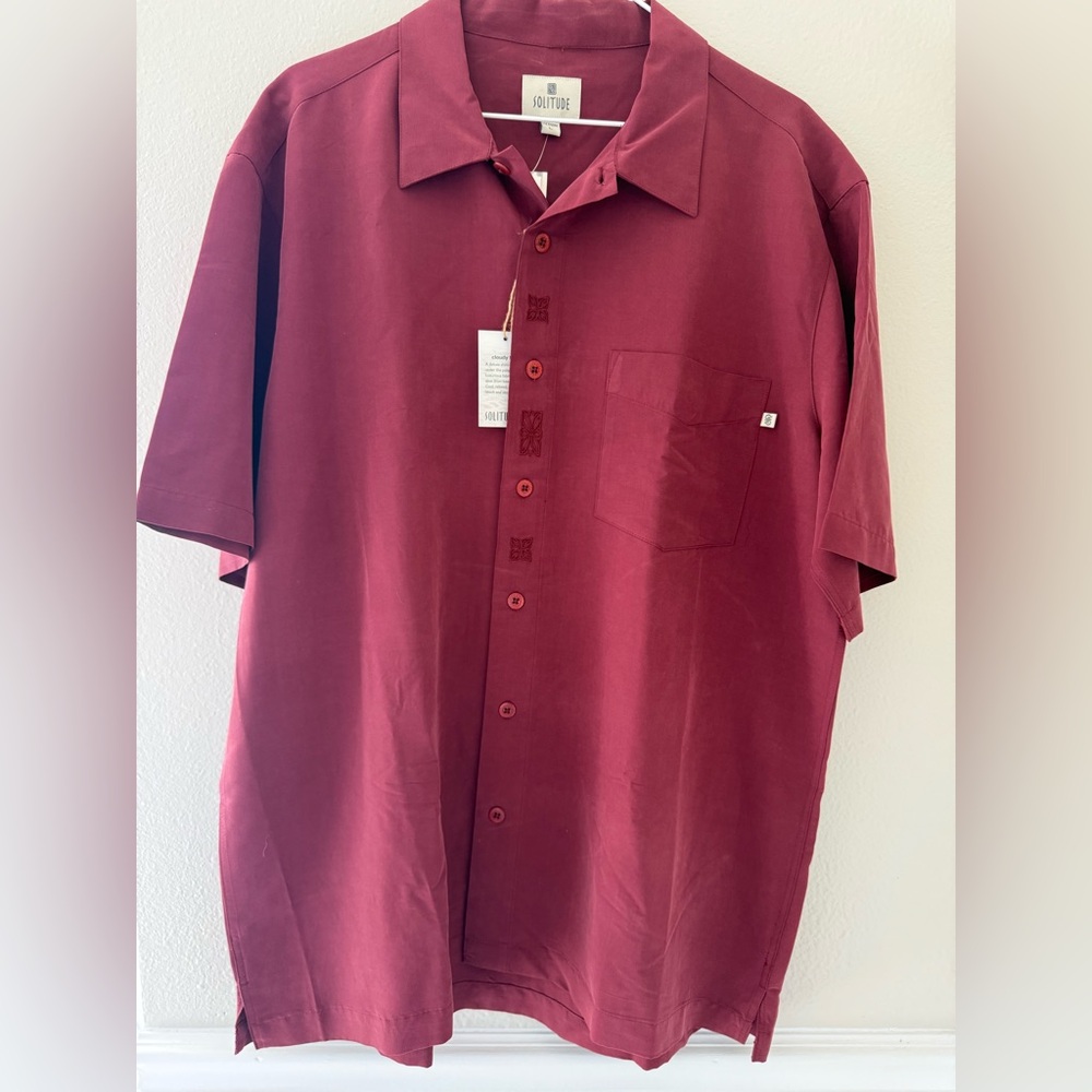 Men's Maroon Short Sleeve Shirt by Solitude